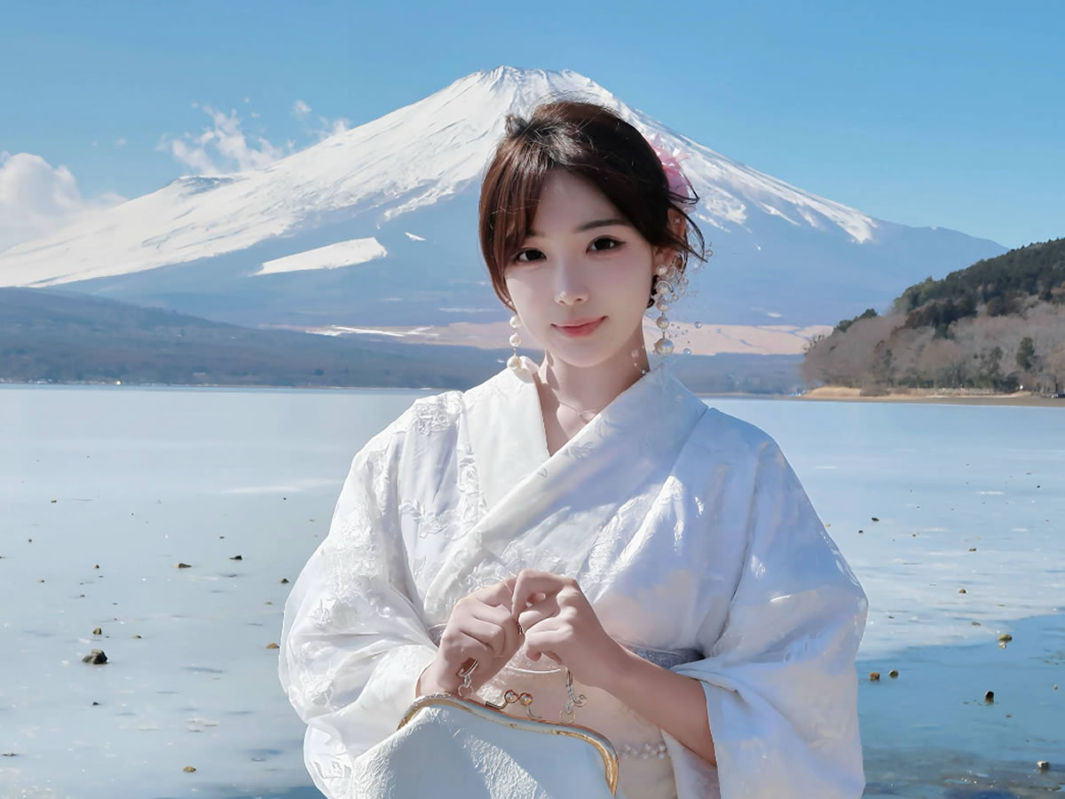 富士山と和装